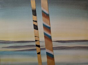 Ohne Titel V, Öllasur mit Holzfurnier, 50 x 60 cm, © Wolfgang Marquart 2001