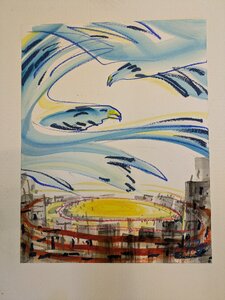 Odyssee Zyklus II (klein), Öllasur und Kreide auf Papier, 50 x 65 cm, © Wolfgang Marquart 1999