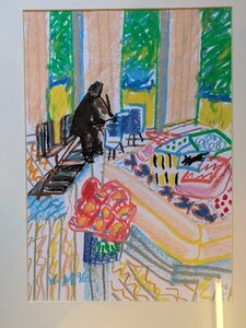 „Der Trommler“, Ölkreide auf Papier, 52 x 62,5 cm, © Wolfgang Marquart 1996