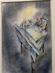 „Die Geister die ich rief“, Pastellkreide und Tusche auf Papier, 24 x 30cm, © Wolfgang Marquart 1998