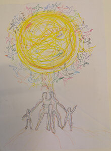 „Familie“, Kreide auf Papier, 57 x 43 cm, © Wolfgang Marquart