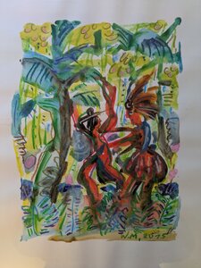 „Im botanischen Garten“, Aquarell und Ölkreide, 51 x 41,5 cm, © Wolfgang Marquart 2015