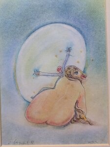„Im Mondschein“, Pastellkreide und Tusche auf Papier, 24 x 30cm, © Wolfgang Marquart 1998