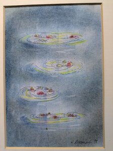 „Lauser Weiher morgens um halb Acht“, Pastellkreide und Tusche auf Papier, 24 x 30cm, © Wolfgang Marquart 1998