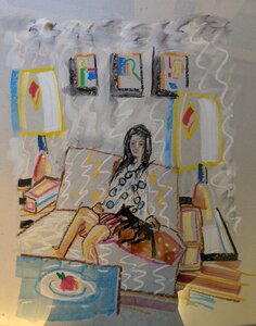 „Nachmittags 1“, Ölkreide auf Karton, 51 x 62 cm, © Wolfgang Marquart