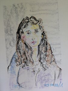 „Christel“, Ölkreide auf Papier, 50 x 70 cm, © Wolfgang Marquart 2003