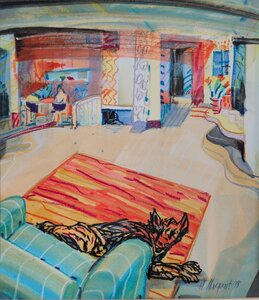 „Die Seele des Hause“, Öl-Kreide auf Papier, 70 x 100 cm, © Wolfgang Marquart