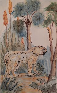 „Leopard“, Öl/ Kreide auf Papier, 100 x 70 cm, © Wolfgang Marquart