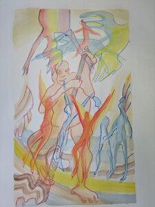 „Seelenfänger II“, Öllasur und Kreide auf Papier, 100 x 70 cm, © Wolfgang Marquart 2007