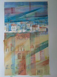 „Tunesien II“, Öllasur und Kreide auf Papier, 100 x 70 cm, © Wolfgang Marquart 2001