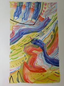 „Unterwegs“, Öllasur und Kreide auf Papier, 100 x 70 cm, © Wolfgang Marquart