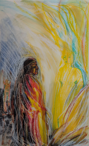 Odyssee Zyklus „Athene verzaubert Odysseus“, Öl/ Kreide auf Papier, 70 x 100 cm, © Wolfgang Marquart