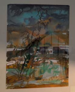 „Bambushain“, Aquarell mit Rahmen, 40 x 50 cm, © Wolfgang Marquart