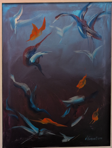 „Federleicht“, Öl auf Leinwand mit Rahmen, 84 x 63 cm, © Wolfgang Marquart