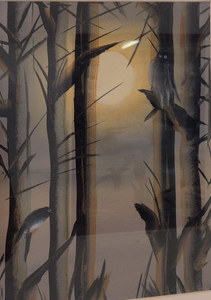 „Mondlichtwächter“, Öl auf Papier mit Rahmen, 63 x 53 cm, © Wolfgang Marquart