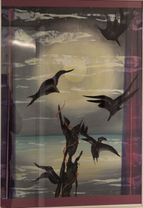 „Die Flügel der Nacht“, Mischtechnik mit Rahmen, 51 x 71 cm, © Wolfgang Marquart