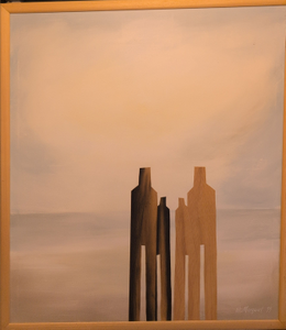 „Auf dem Weg“, Öl auf Leinwand mit Holzfurnier und Rahmen, 148 x126 cm, © Wolfgang Marquart