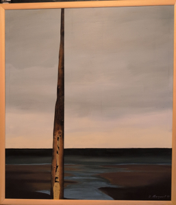 „Pass auf!“, Öl auf Leinwand mit Holzfurnier und Rahmen, 148 x 126 cm, © Wolfgang Marquart