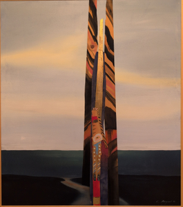 „Die Suche“, Öl auf Leinwand mit Holzfurnier und Rahmen, 148 x 126 cm, © Wolfgang Marquart