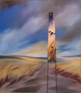 „Wimperngras“, Öl auf Leinwand mit Holzfurnier und Rahmen, 144 x 123 cm, © Wolfgang Marquart