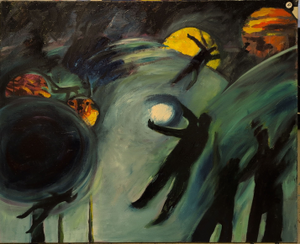 „Im Banne der Schwerkraft“, Öl auf Leinwand, 100 x 120 cm, © Wolfgang Marquart