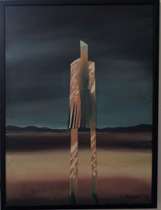 „Zwischen Tag und Traum“, Öl auf Leinwand mit Holzfurnier, 84 x 63 cm, © Wolfgang Marquart