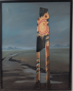 „Auf der Wanderung“, Öl auf Leinwand mit Holzfurnier, 94 x 73 cm, © Wolfgang Marquart