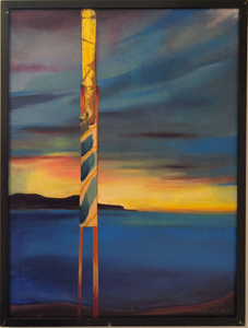 „Am See“, Öl auf Leinwand mit Holzfurnier, 84 x 63 cm, © Wolfgang Marquart