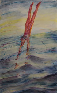 Zyklus der Elemente „Wasser“, Öl/ Kreide auf Papier, 70 x 100 cm, © Wolfgang Marquart