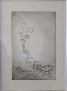 „Aufstieg“, Radierung mit Rahmen, 27 x 39 cm, © Wolfgang Marquart